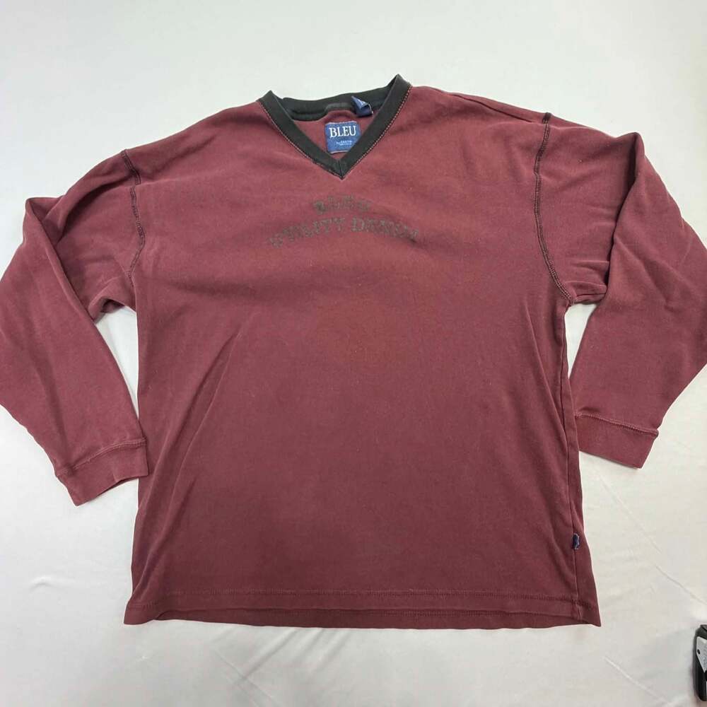 Bleu by Arrow Utility Denim Long Sleeve V-Neck Shirt Size L